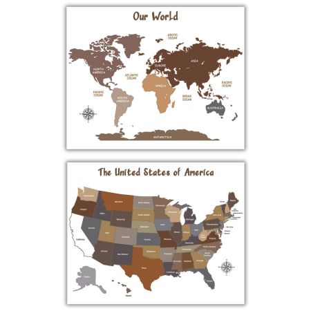 World Continents and US Map Bundle