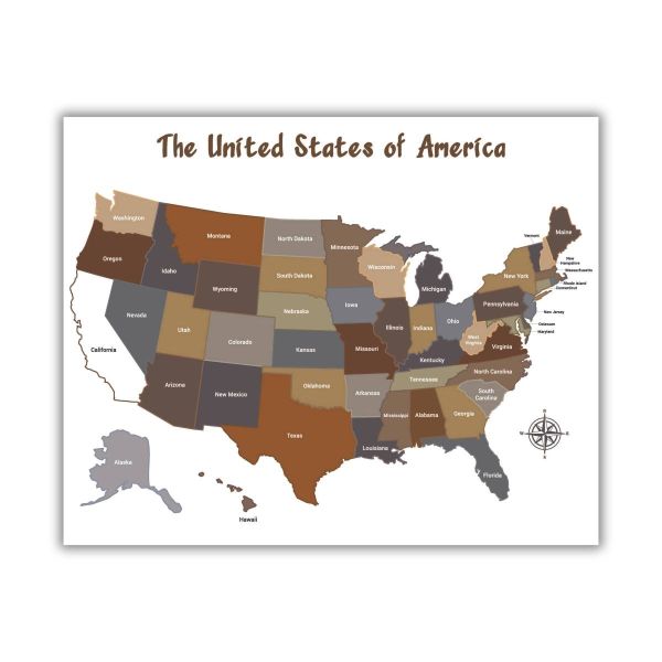 Embossed Canvas Print of the US